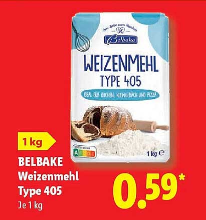 BELBAKE Weizenmehl Type 405 Je 1 kg