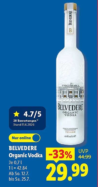 BELVEDERE Organic Vodka