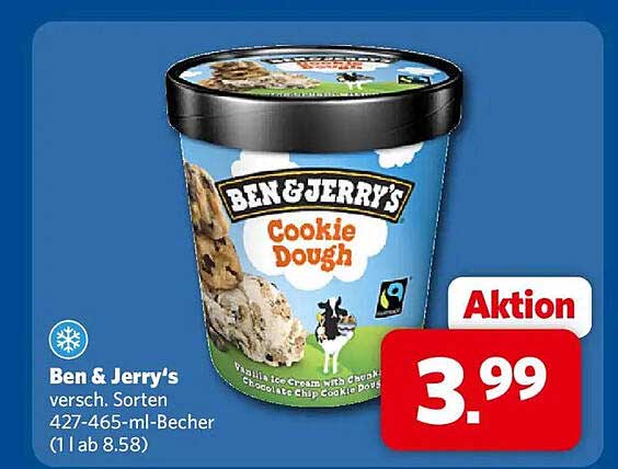 Ben & Jerry's versch. Sorten 427-465-ml-Becher (1 l ab 8.58)