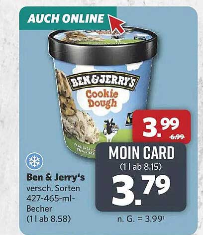 Ben & Jerry’s versch. Sorten 427-465-ml-Becher (1 l ab 8.58)