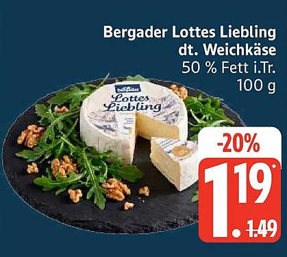 Bergader Lottes Liebling dt. Weichkäse 50 % Fett i.Tr. 100 g