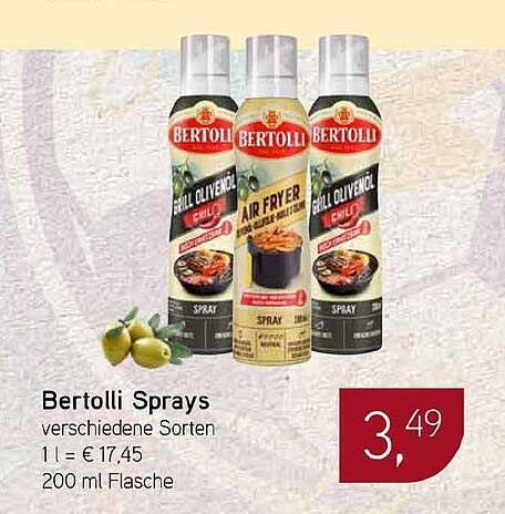 Bertolli Sprays verschiedene Sorten 1 l = € 17,45 200 ml Flasche