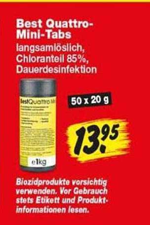 Best Quattro-Mini-Tabs langsamlöslich, Chloranteil 85%, Dauerdesinfektion