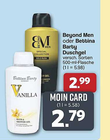 Beyond Men oder Bettina Barty Duschgel versch. Sorten 500-ml-Flasche (1 l = 5.98) MOIN CARD
