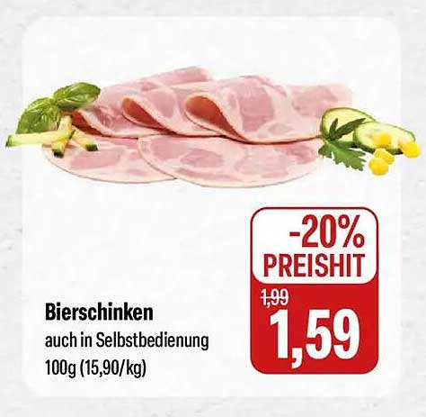 Bierschinken auch in Selbstbedienung 100g (15,90/kg)