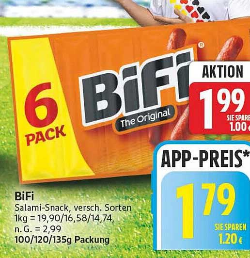 BiFi Salami-Snack, versch. Sorten 100/120/135g Packung
