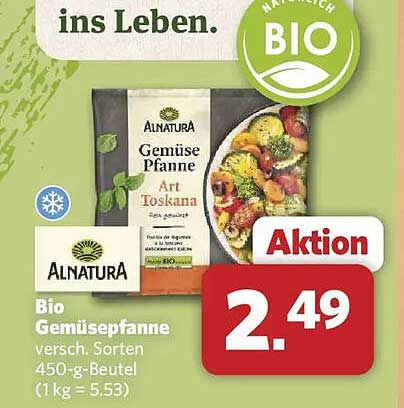 Bio Gemüsepfanne versch. Sorten 450-g-Beutel (1 kg = 5.53)