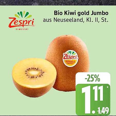 Bio Kiwi gold Jumbo aus Neuseeland, Kl. II, St.