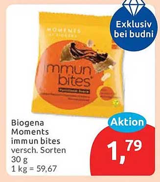 Biogena Moments immun bites versch. Sorten 30 g 1 kg = 59,67