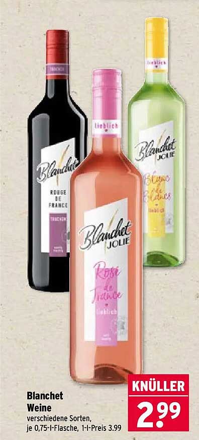 Blanchet Weine verschiedene Sorten, je 0,75-l-Flasche, 1-l-Preis 3.99