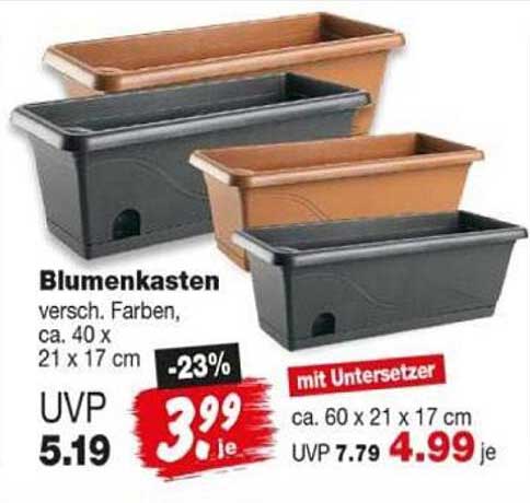 Blumenkasten versch. Farben, ca. 40 x 21 x 17 cm