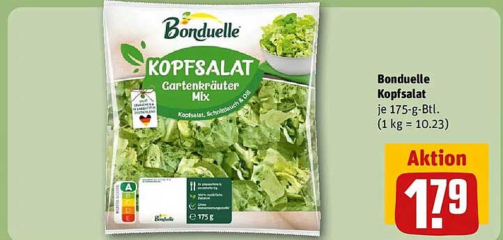 Bonduelle Kopfsalat je 175-g-Btl. (1 kg = 10.23)