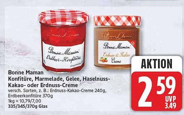 Bonne Maman Konfitüre, Marmelade, Gelee, Haselnuss-Kakao- oder Erdnuss-Creme