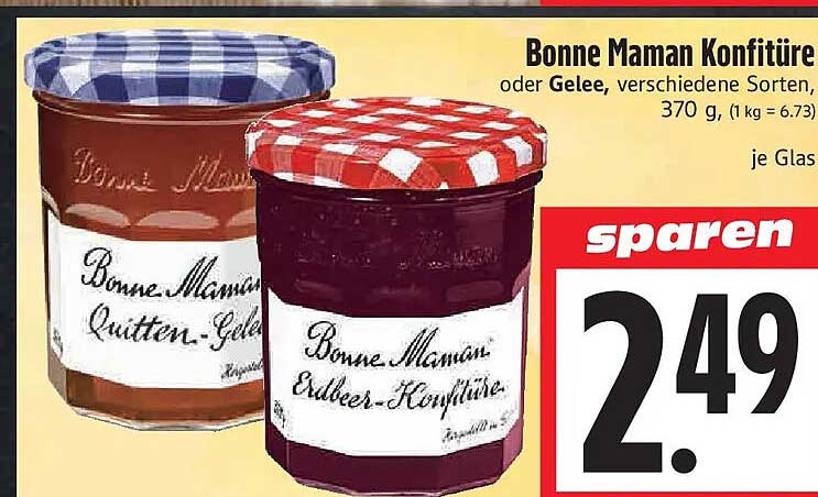 Bonne Maman Konfitüre oder Gelee, verschiedene Sorten, 370 g, (1 kg = 6.73) je Glas