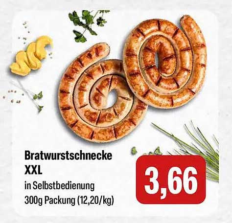 Bratwurstschnecke XXL in Selbstbedienung 300g Packung (12,20/kg)