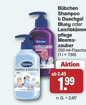 Bübchen Shampoo & Duschgel Bluey oder Leichtkämmpflege Meereszauber 250-ml-Flasche (1 l = 7,96)