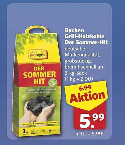 Buchen Grill-Holzkohle Der Sommer-Hit deutsche Markenqualität, grobstückig, brennt schnell an 3-kg-Sack (1 kg = 2.00)