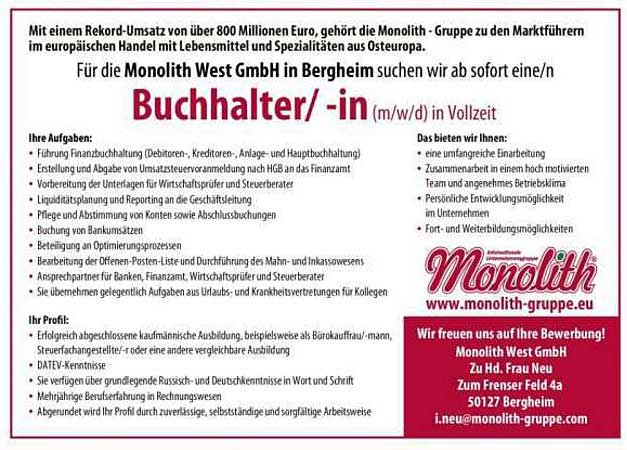 Buchhalter/-in (m/w/d) in Vollzeit