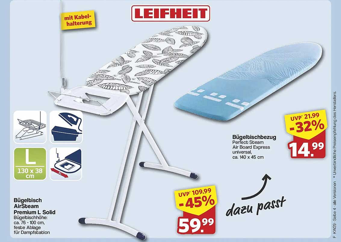 Bügeltisch AirSteam Premium L Solid