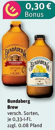 Bundaberg Brew versch. Sorten, je 0,33-l-Fl. zzgl. 0.08 Pfand