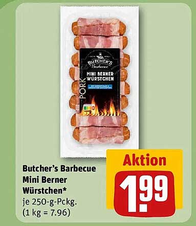 Butcher’s Barbecue Mini Berner Würstchen* je 250-g-Packg. (1 kg = 7.96)