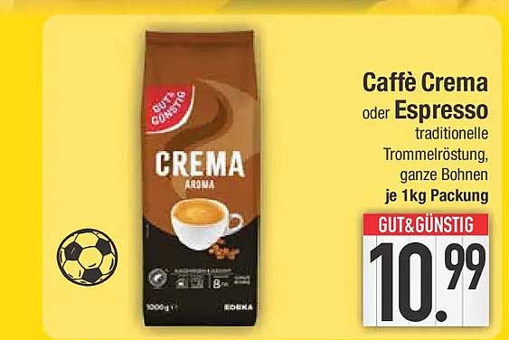 Caffè Crema oder Espresso traditionelle Trommelröstung, ganze Bohnen je 1kg Packung
