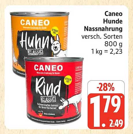 Caneo Hunde Nassnahrung versch. Sorten 800 g 1 kg = 2,23