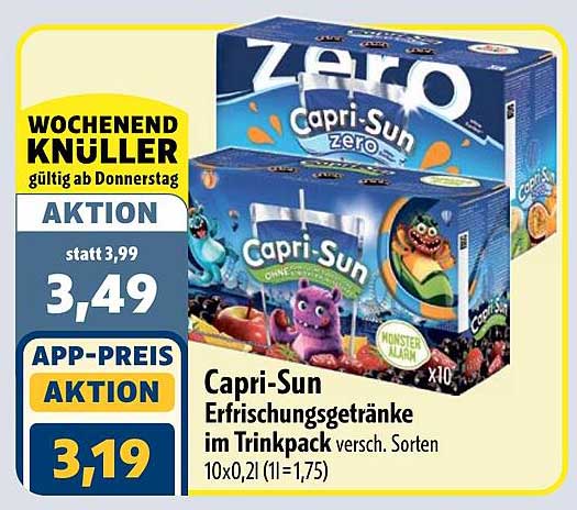 Capri-Sun Erfrischungsgetränke im Trinkpack versch. Sorten 10x0,2l (1l=1,75)