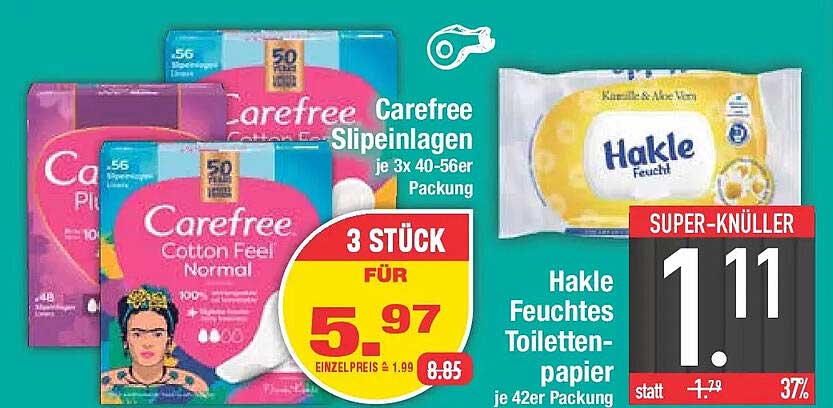 Carefree Slipeinlagen je 3x 40-56er Packung