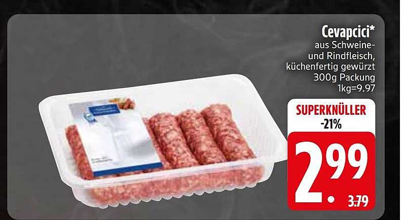 Cevapcici* aus Schweine- und Rindfleisch, küchenfertig gewürzt 300g Packung