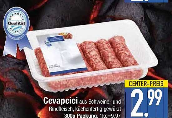 Cevapcici aus Schweine- und Rindfleisch, küchenfertig gewürzt