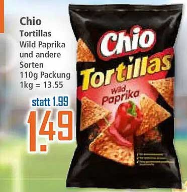 Chio Tortillas Wild Paprika und andere Sorten 110g Packung