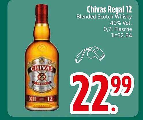 Chivas Regal 12 Blended Scotch Whisky 40% Vol. 0,7l Flasche 1l=32.84