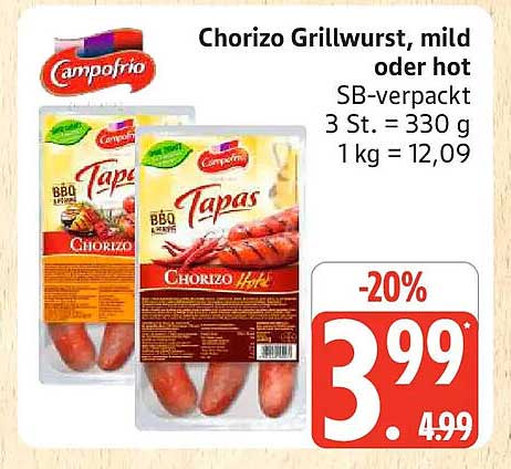 Chorizo Grillwurst, mild oder hot