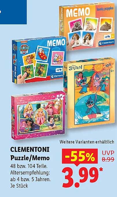 CLEMENTONI Puzzle/Memo