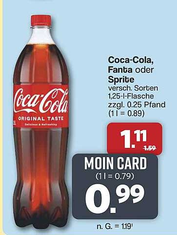 Coca-Cola, Fanta oder Sprite versch. Sorten 1,25-l-Flasche zzgl. 0.25 Pfand
