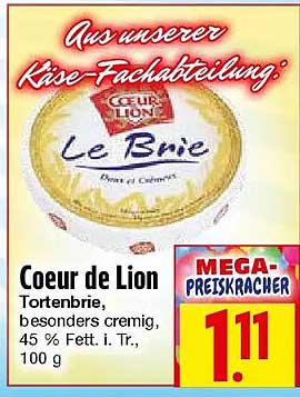 Coeur de Lion Tortenbrie, besonders cremig, 45 % Fett i. Tr., 100 g