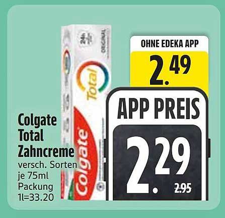 Colgate Total Zahncreme versch. Sorten je 75ml Packung 1l=33.20
