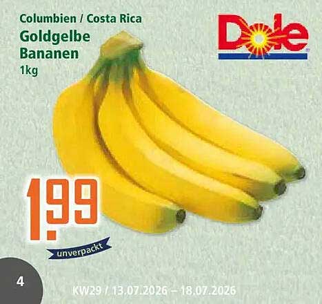 Columbien / Costa Rica Goldgelbe Bananen 1kg