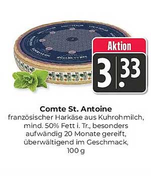 Comte St. Antoine französischer Hartkäse aus Kuhrohmilch, mind. 50% Fett i.Tr. besonders aufwändig 20 Monate gereift, überwältigend im Geschmack, 100 g