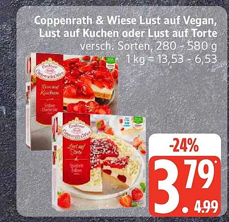 Coppenrath & Wiese Lust auf Vegan, Lust auf Kuchen oder Lust auf Torte versch. Sorten, 280 - 580 g 1 kg = 13,53 - 6,53