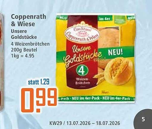 Coppenrath & Wiese Unsere Goldstücke 4 Weizenbrötchen 200g Beutel