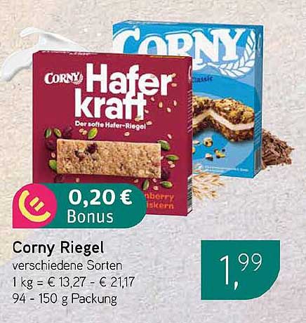 Corny Riegel verschiedene Sorten