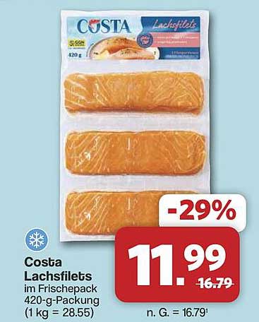 Costa Lachsfilets im Frischepack 420-g-Packung (1 kg = 28.55)