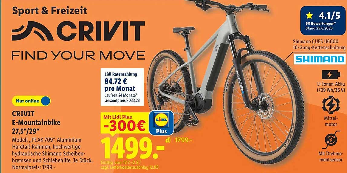 CRIVIT E-Mountainbike 27,5"/29"