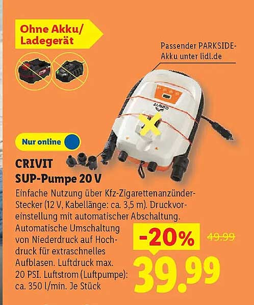 CRIVIT SUP-Pumpe 20 V