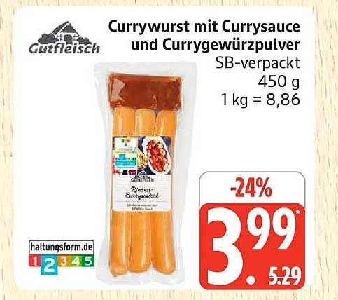Currywurst mit Currysauce und Currygewürzpulver