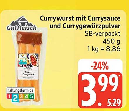 Currywurst mit Currysauce und Currygewürzpulver