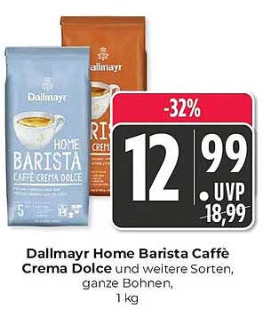 Dallmayr Home Barista Caffè Crema Dolce und weitere Sorten, ganze Bohnen, 1 kg