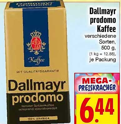 Dallmayr prodomo Kaffee verschiedene Sorten, 500 g, je Packung